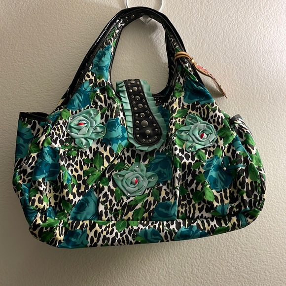 Betsy Johnson - Blue Floral & Zebra Purse - Picture 1 of 2
